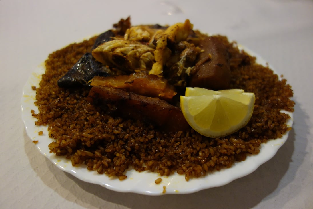 Traditional Senegalese dish called or Thieboudienne (or Chebu Jen)