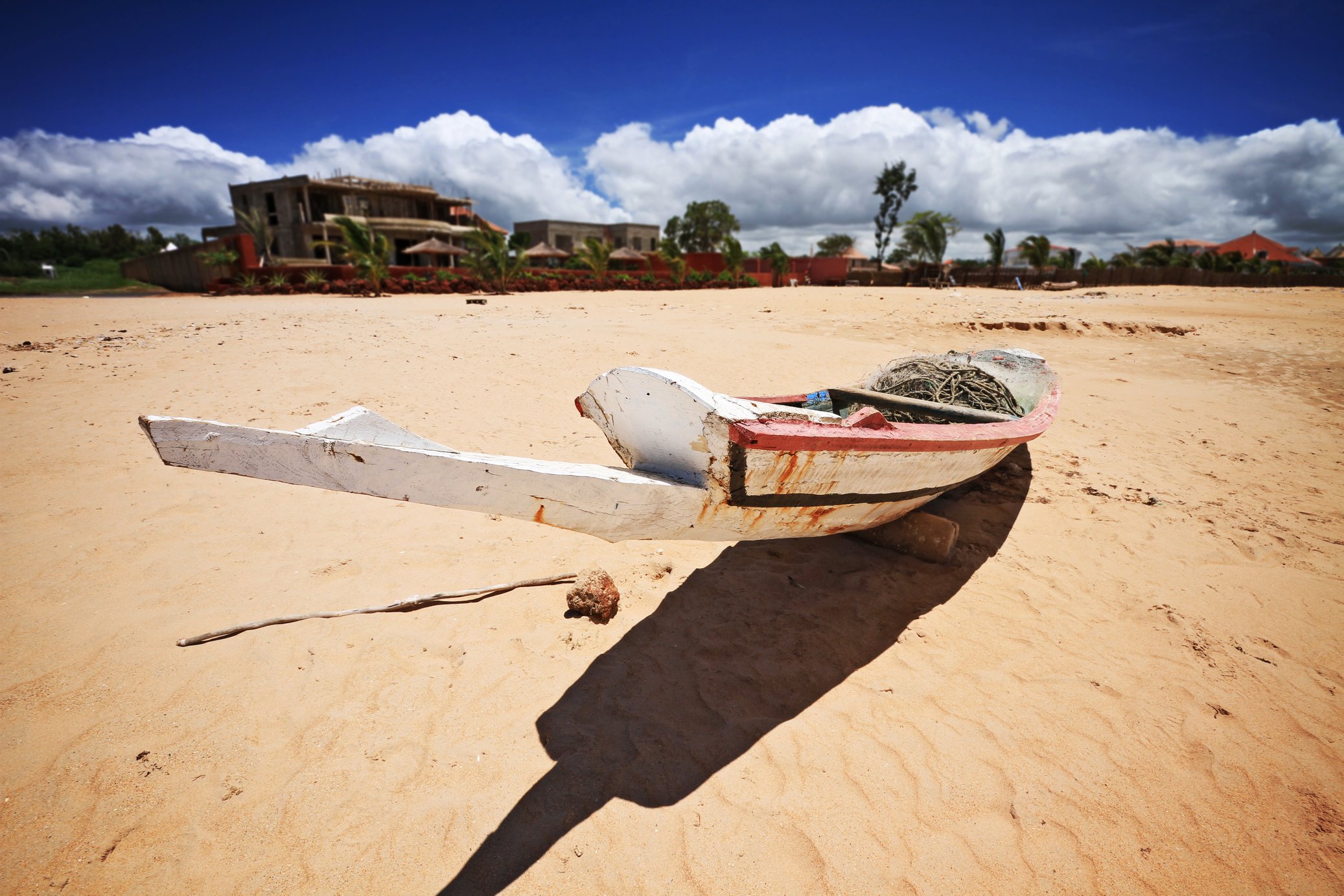 Boat on Saly beach in senegal